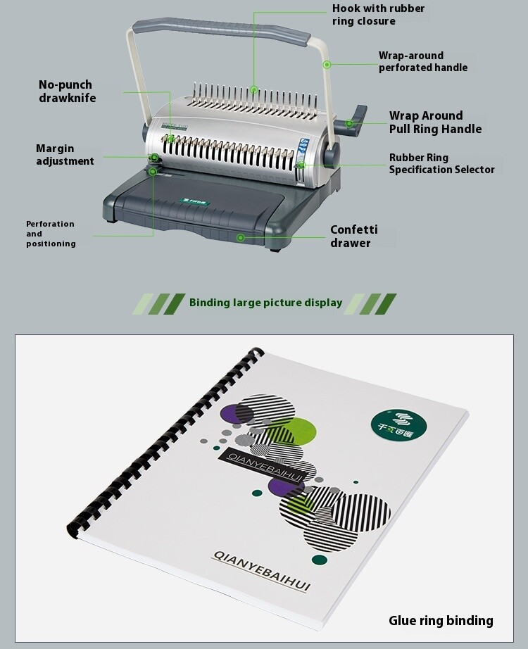 S100 Manual Comb Type Rubber Ring Strip Binding Machine Hole Punching Tool