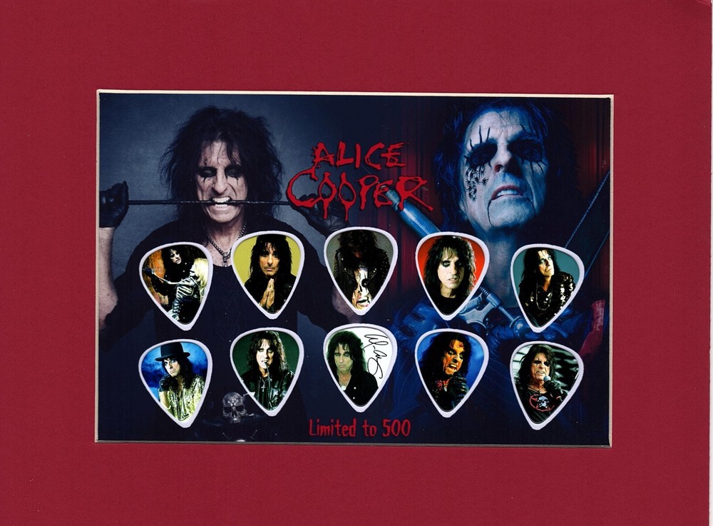 Alice Cooper Matted Picture Guitar Pick Set Limited I'm Eighteen 18 School's Out