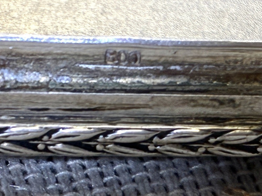 Antique 800 Silver Engraved Cigarette Case Snuff Trinket Box Ruby Clasp 86g