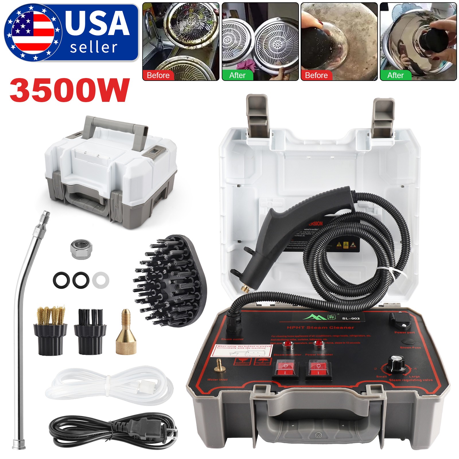 3500W Handheld Car Detailing Cleaning Machine High Temp Steam Cleaner Household