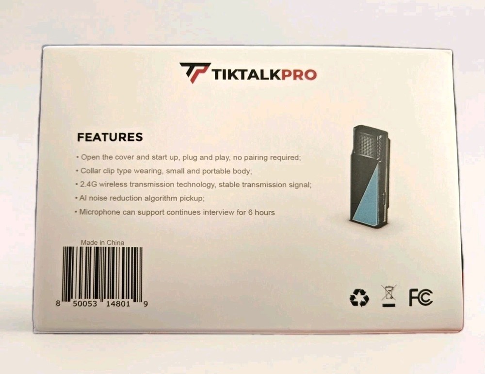 TikTalkPro Wireless Lavalier Microphone for iPhone - Single 2.4 Ghz Mic, Audio