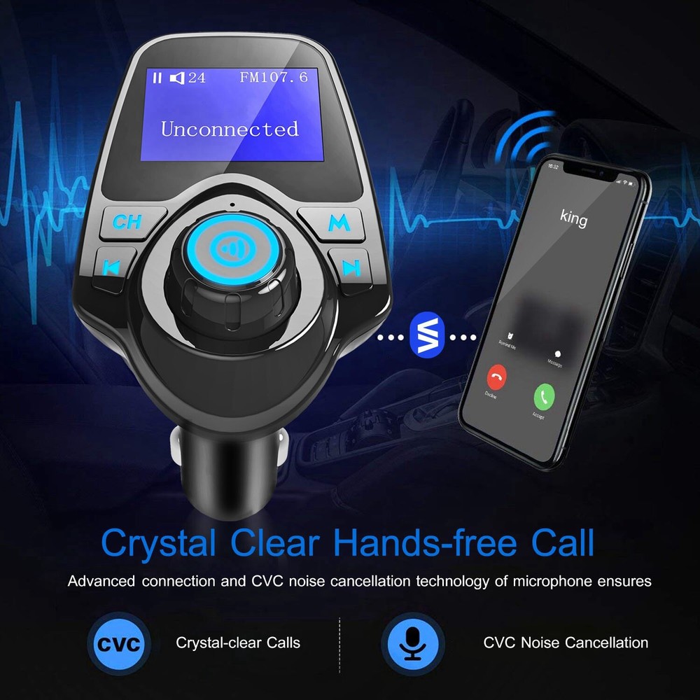 Wireless Car FM Transmitter Radio Adapter Mp3 Player AUX In Dual USB Charger