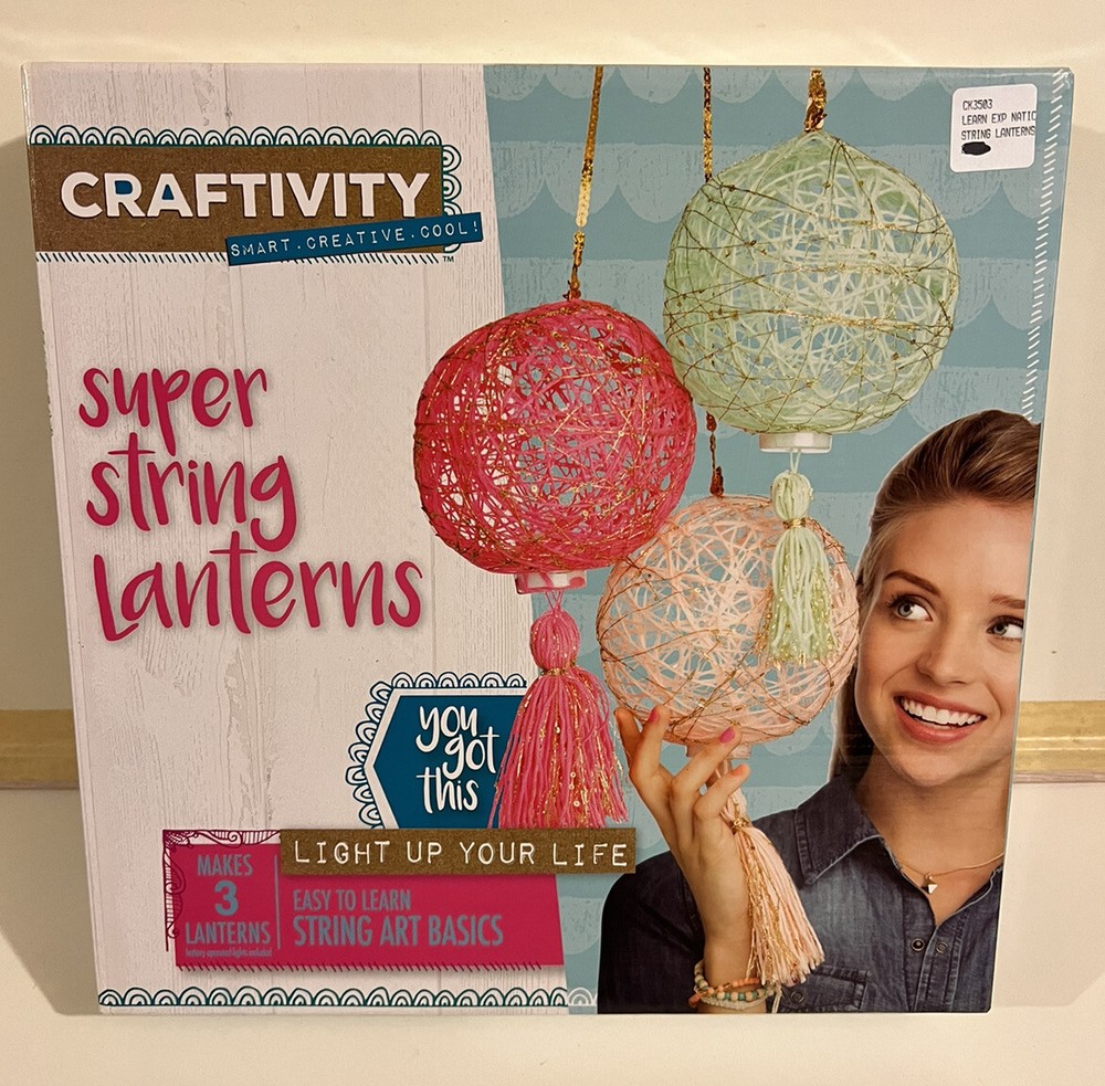 CRAFTIVITY Super String Lanterns Kit - Makes 3 String Art Lanterns