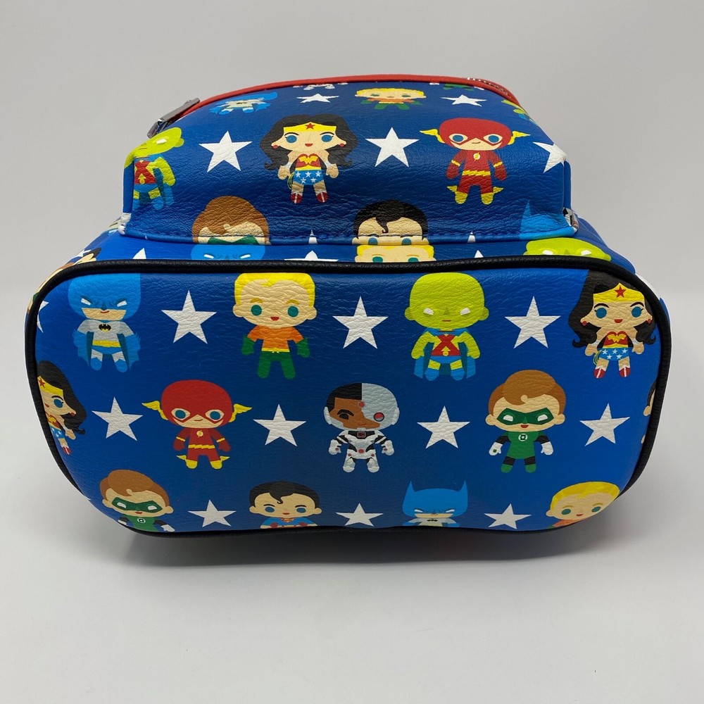 Loungefly DC Comics JUSTICE LEAGUE CHIBI CHARACTERS Mini Backpack~Wallet~Pouch