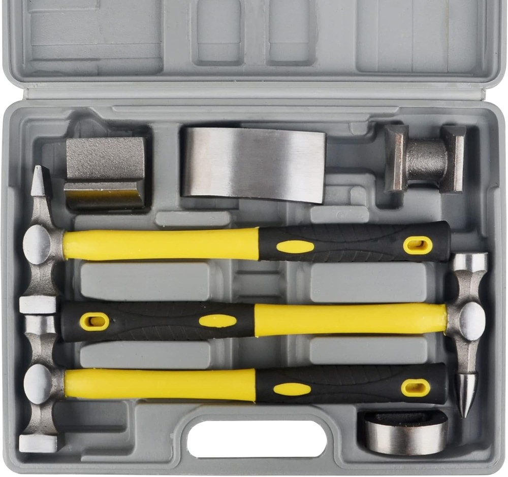 7-Piece Auto Body Repair Tools Set with Panel Beating Hammer & Dolly
