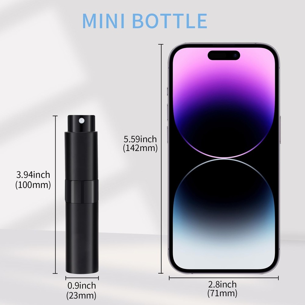 3Pack 8ml Refillable Travel Perfume Atomizer Spray Bottles Black