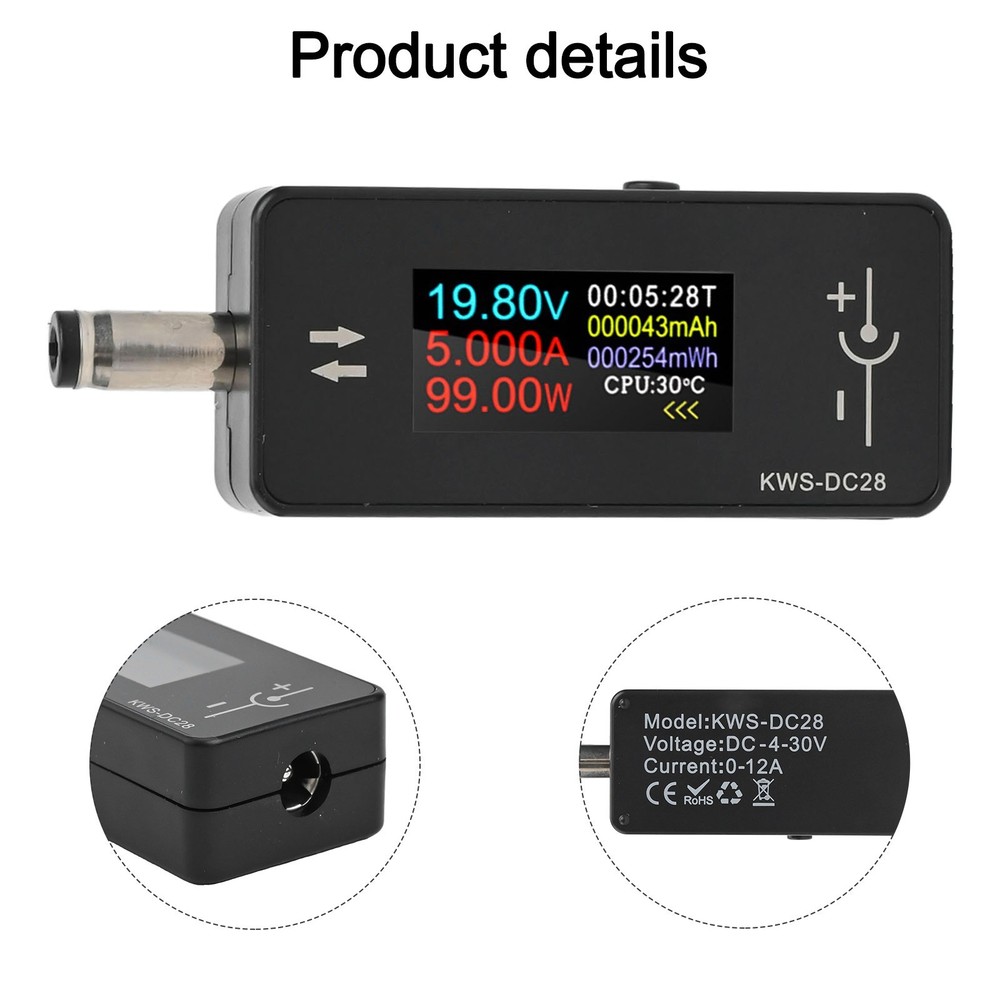 DC5525 Charging Tester with Intelligent Memory Function and Dual Display