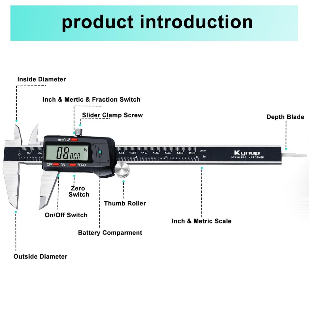 Digital Vernier Caliper, Caliper Measuring Tool, Outside Micrometer Dial Cali...