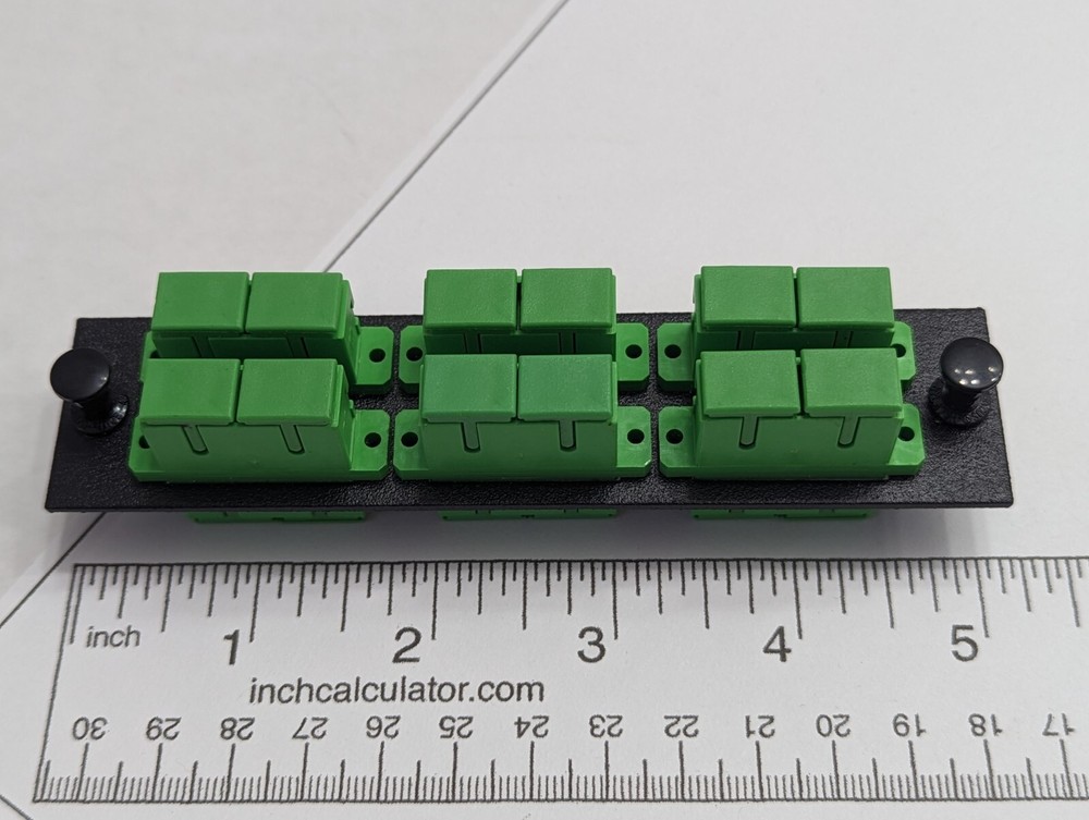 Fiber Panel 6 SC APC Duplex Singlemode Adapters Green ~ 12 ports SM