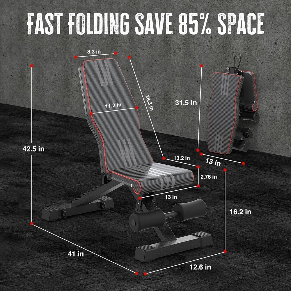 Adjustable Foldable 660LB Weight Bench, Lifting Sit-up Multi-use Workout