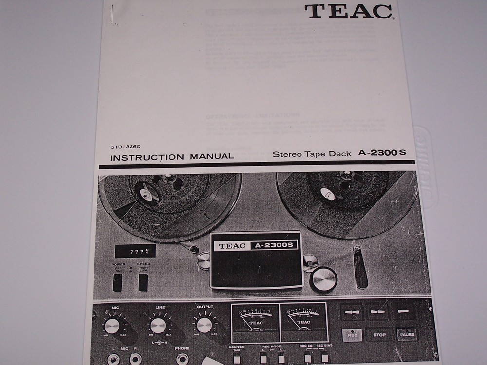 Teac A 2300 S Tape Deck  PDF Manual