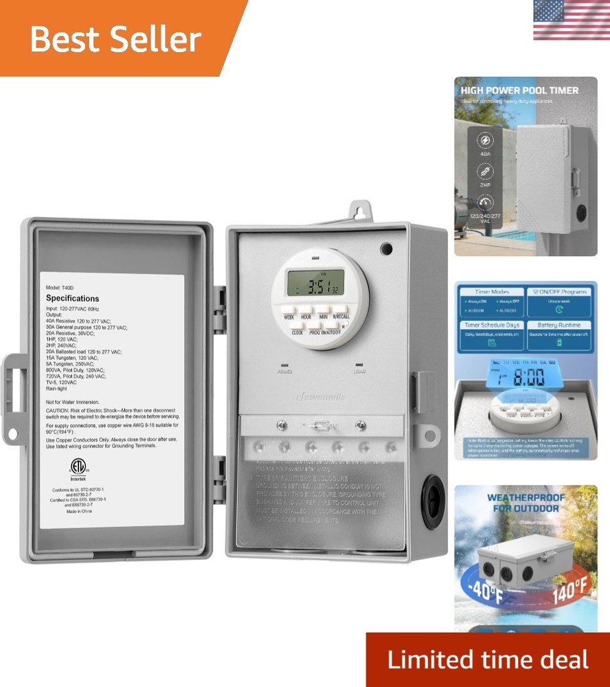 Advanced Pool Pump Timer with 5 Modes and 40A Capacity - Hassle-Free Operation