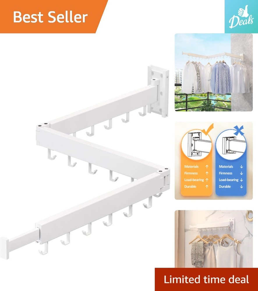 Versatile Wall-Mounted Clothes Rack - Perfect for Laundry, Balcony, or Bathroom