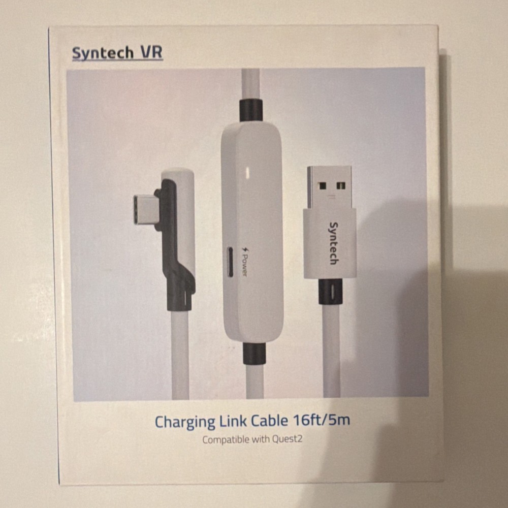 Syntech VR Charging Link Cable 16ft/5m White USB for Quest2 Headset