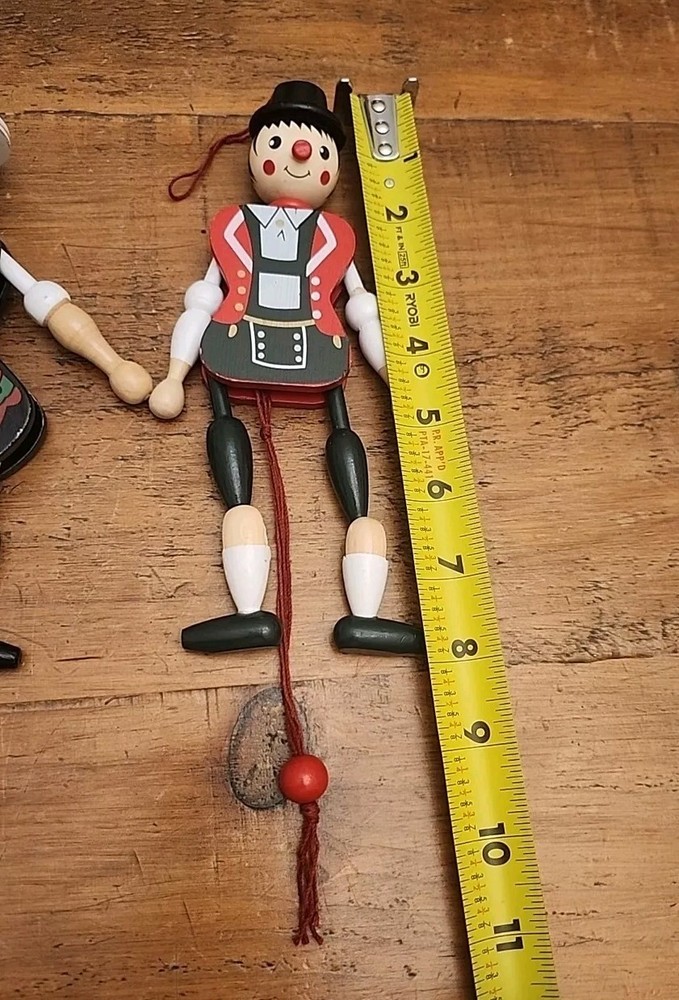 Wooden Marionette Pull String Jumping Dancing Toys By E. Pfaff Set of 2