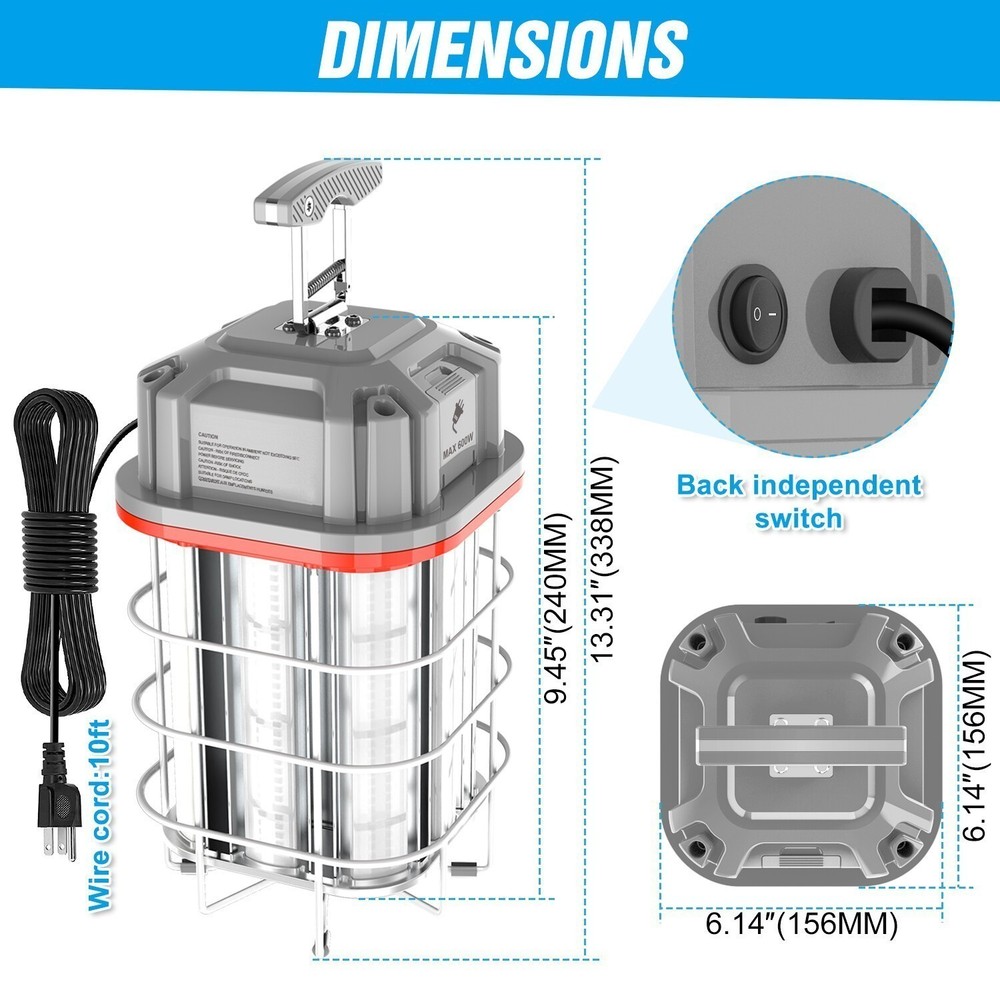Linkable Construction Jobsite LED Temporary Work Light 150W High Bay Lighting