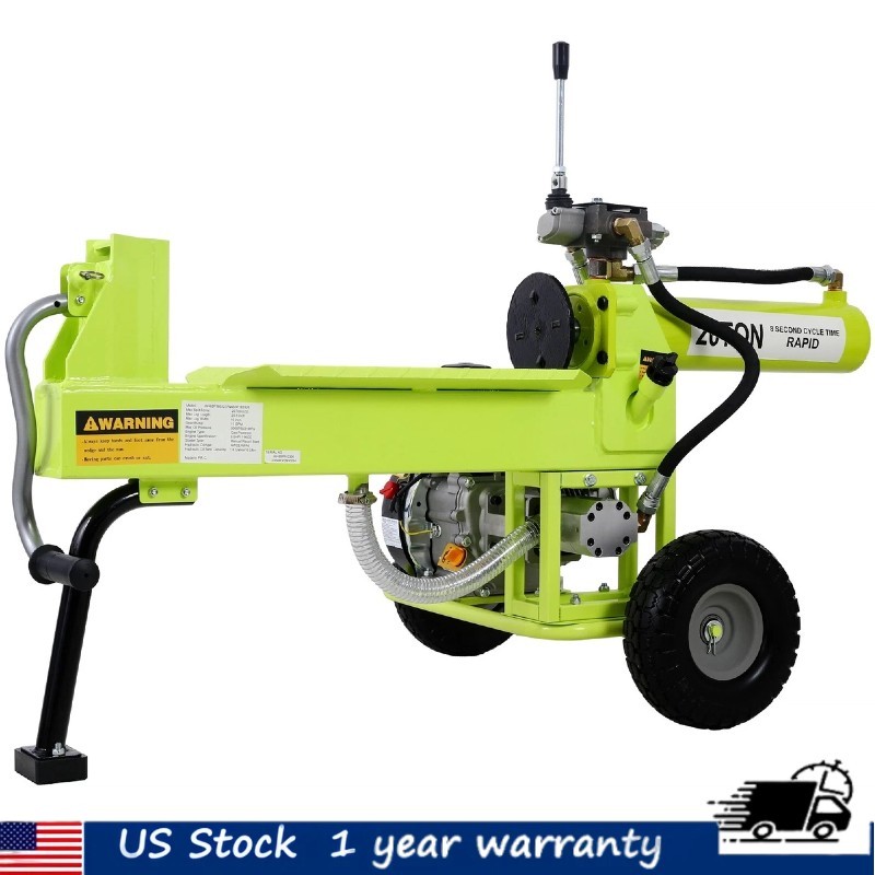 20Ton Portable Log Splitter Firewood Splitting Auto Return Ram System 7HP Engine