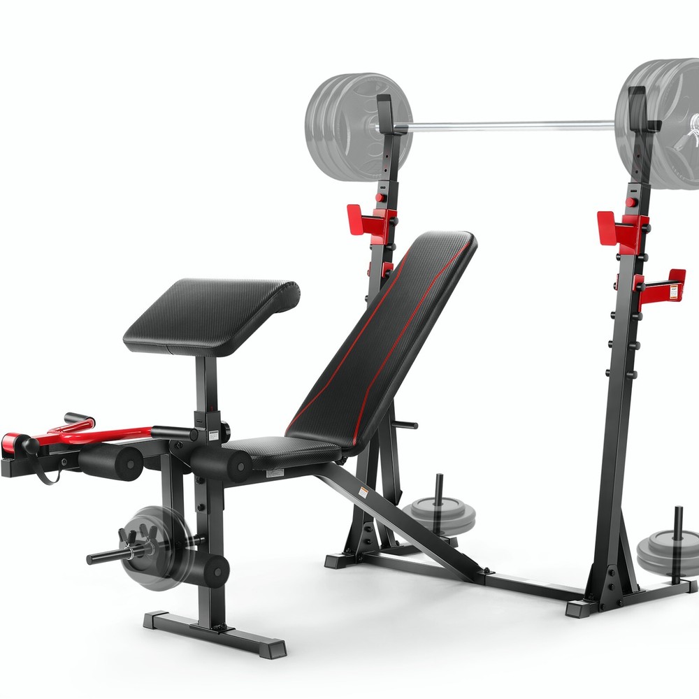900LBS Adjustable Foldable Exercise Weight Bench Workout Bench Gym With V-Handle