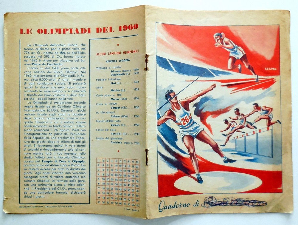VINTAGE 1960 OLYMPICS NOTEBOOK NOTEBOOK