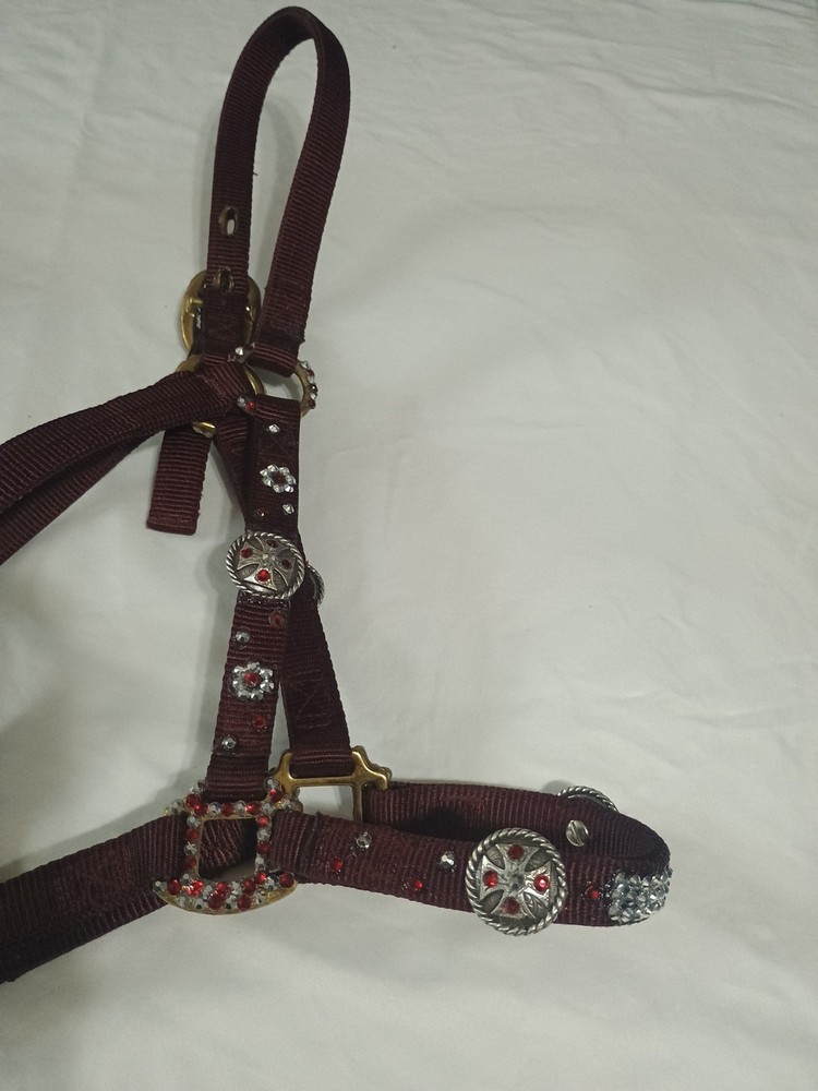 Maroon Bling Horse Halter
