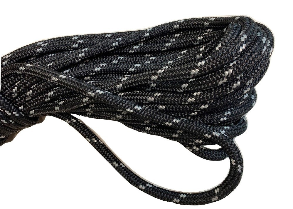 9/16" x 100 ft. Double Braid Polyester Rope yacht braid black/silver