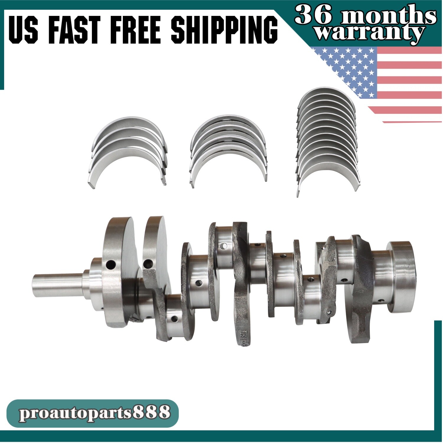 Crankshaft with Main Rod Bearing Set Fit For 11-16 Hyundai Santa Fe Sorento 3.3L