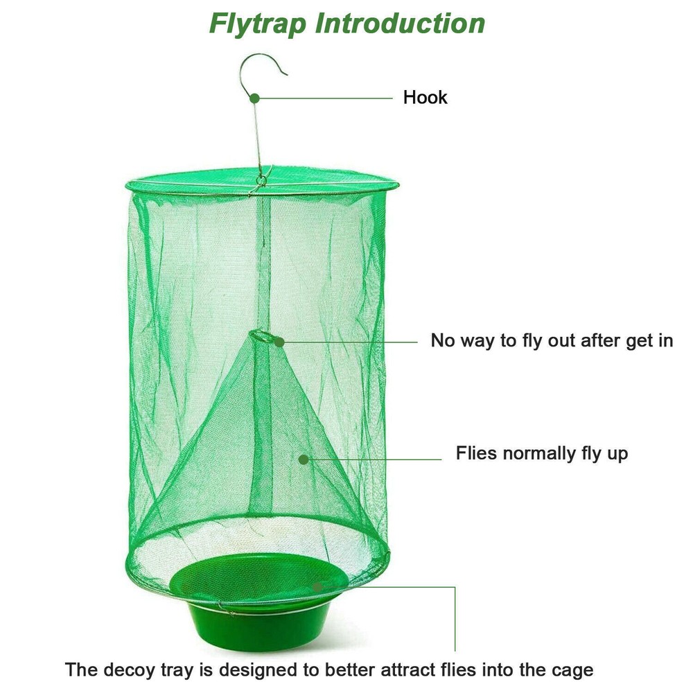 2 Pack Fly Trap Reusable Hanging Folding Ranch Trap Catcher Pest Control Killer