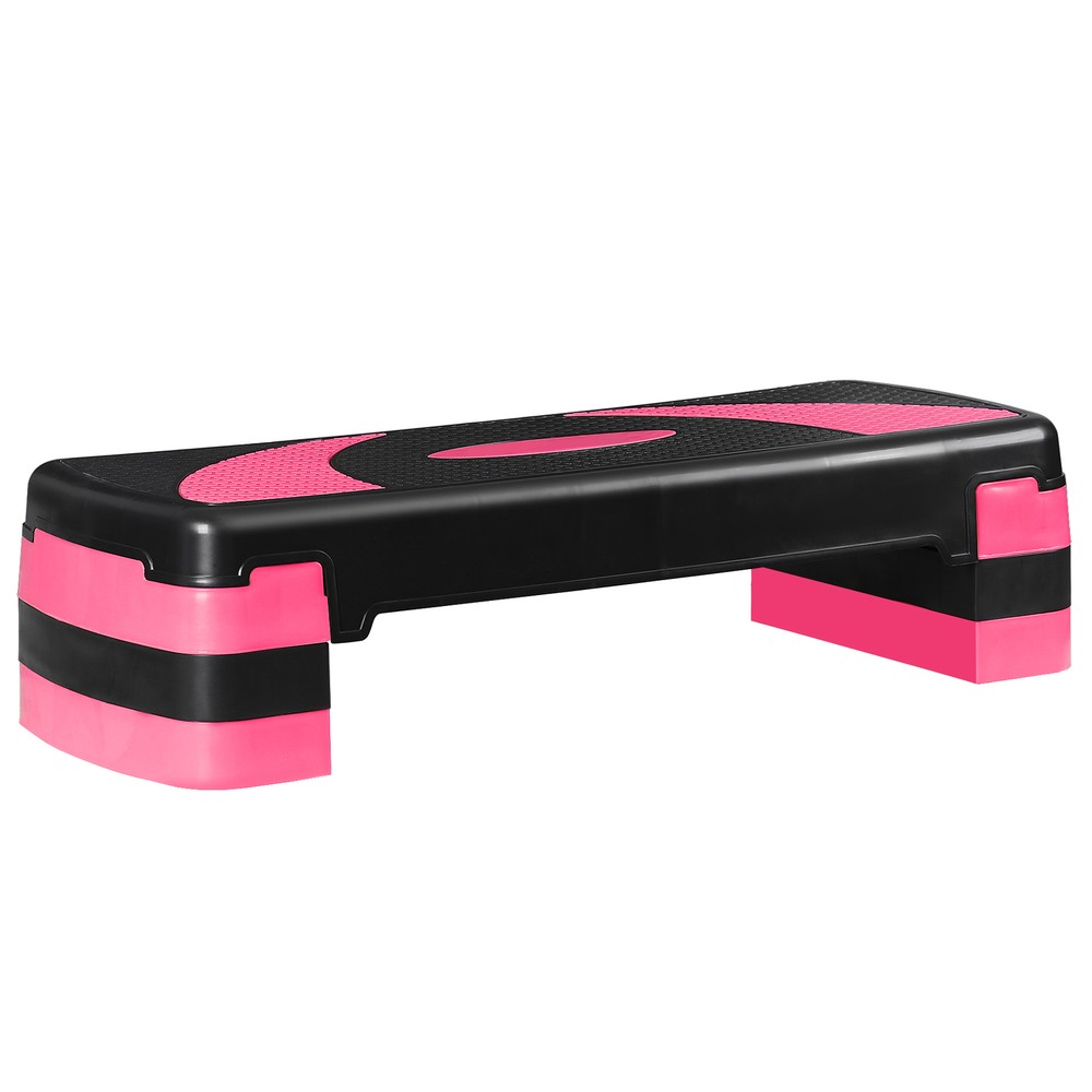 Fitness Compact Aerobic Step Platform 30'' Exercise Step with 4 Risers Pink