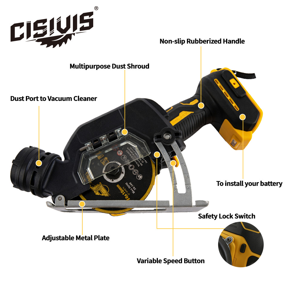 Compact 3" Electric Circular Saw - Brushless Motor, Fits DEWALT 20V/18V