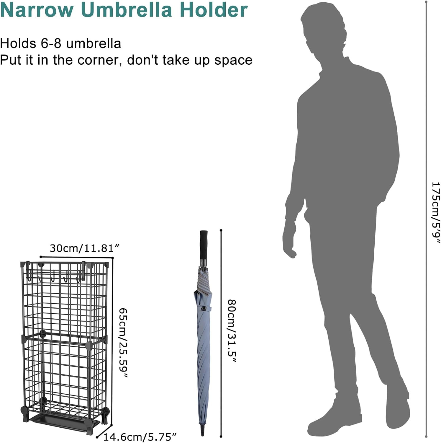 Umbrella Holder Entryway, Umbrella Stand Freestanding, Metal Square Umbrella Rac