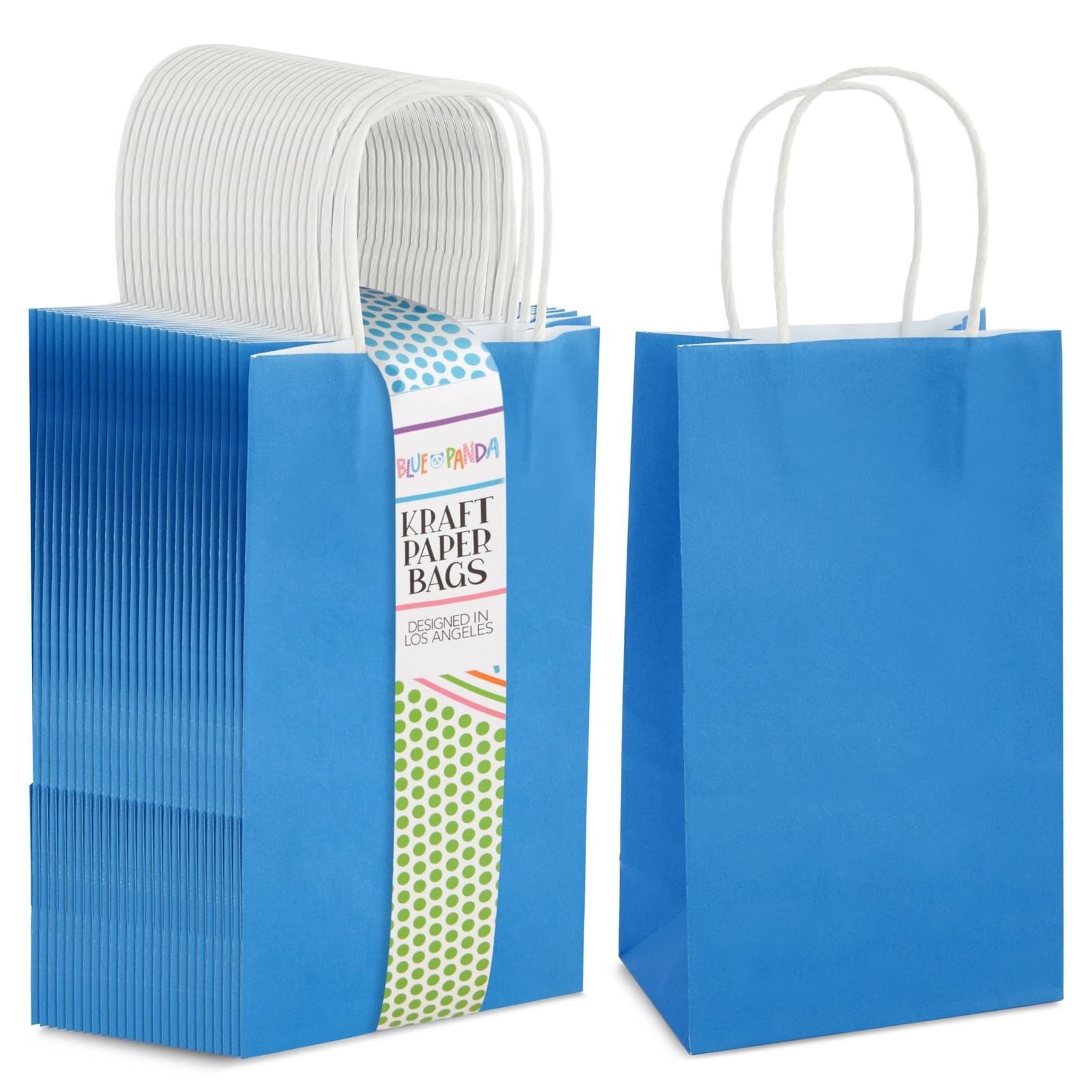 Gift Bags - 9 x 5 x 3 In, 25-Pack, Blue - Party Favor Bags with Handles for C...