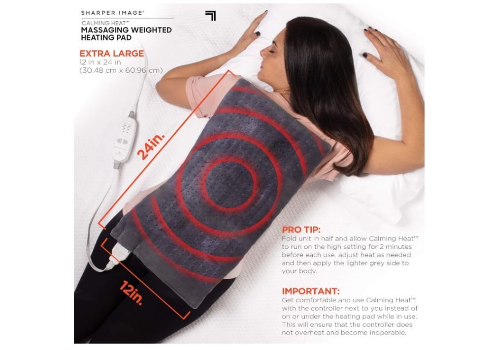 Sharper Image Calming Heat Massaging Weighted Heating Pad 18 Combos 9 Setting