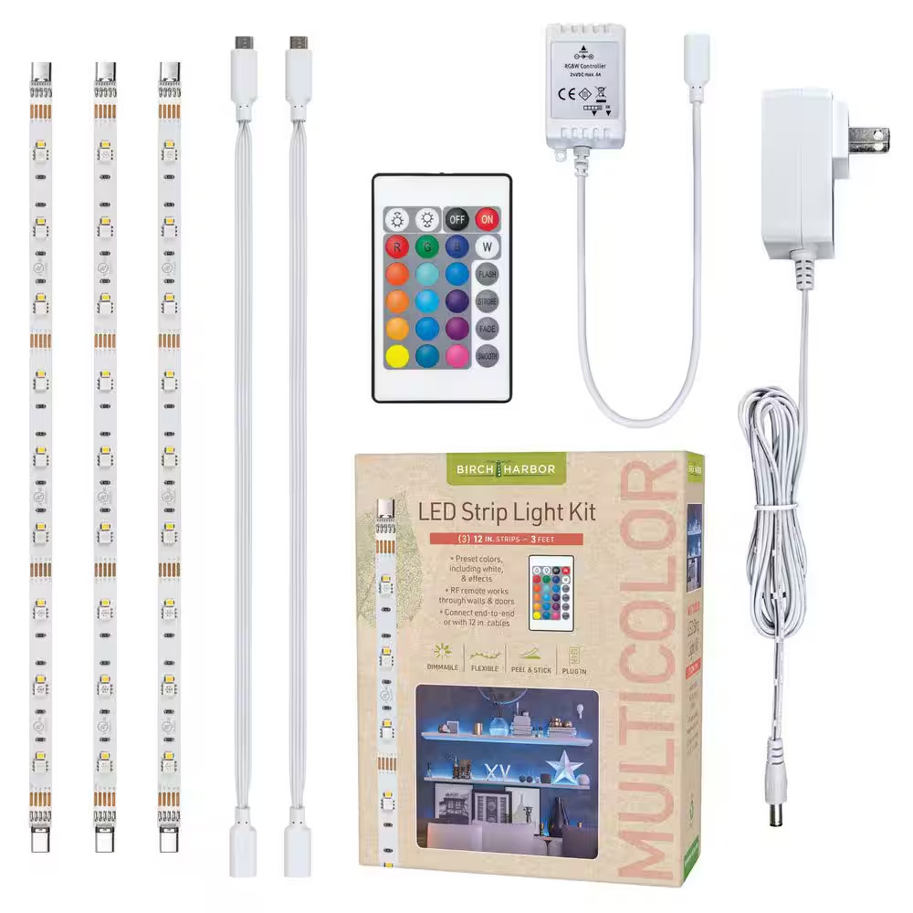Multicolor Plug-In 3 Ft. Plug-In Integrated LED Dimmable Linkable Strip Light Ki