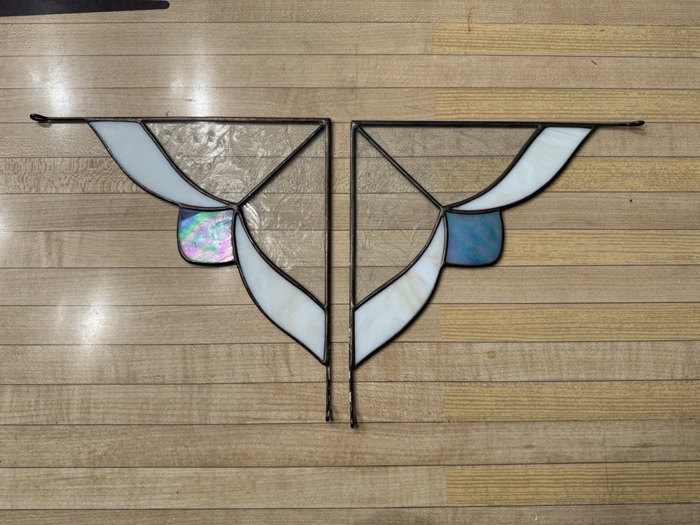 2 stain glass window corner panel