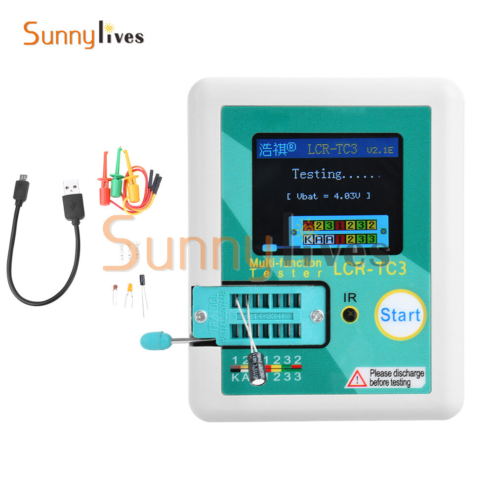 LCR-TC3 High-precision Transistor Tester Diode Capacitance Test Meter + Cable US