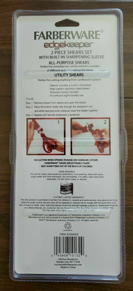 Farberware 2-Piece Red Shears Set EDGEKEEPER All Purpose + Utility Scissors NEW!