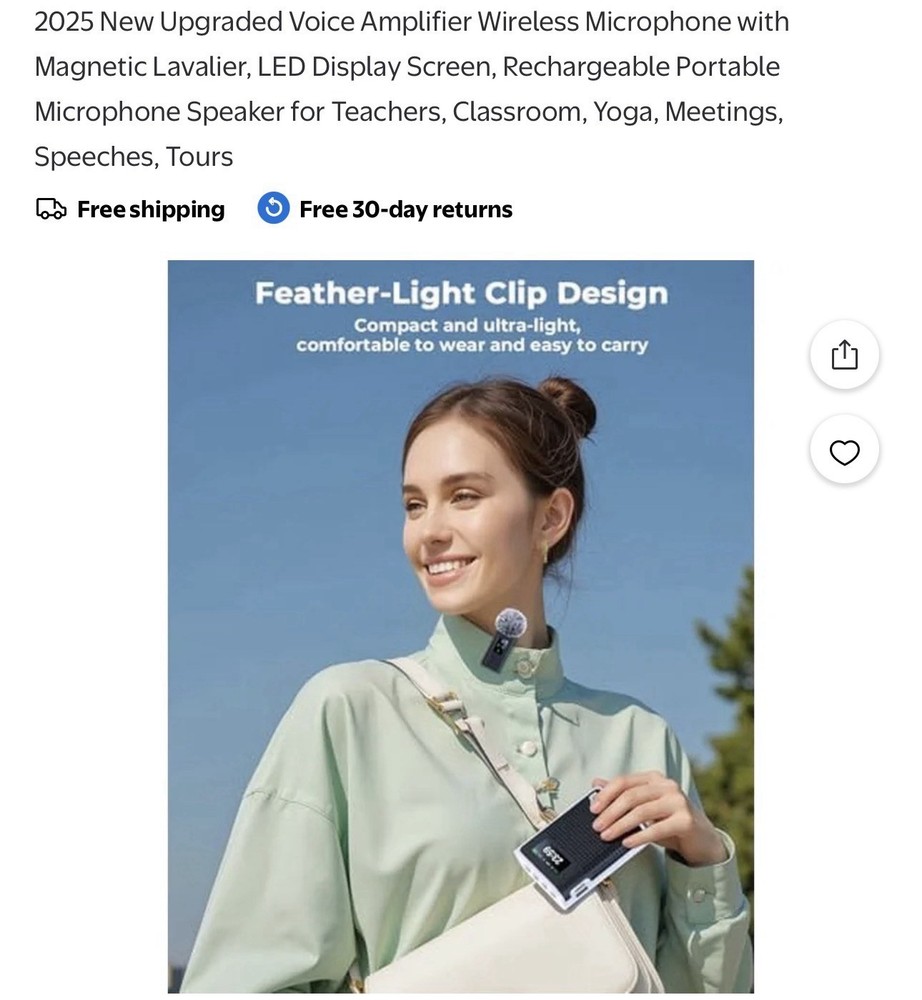 Voice Amplifier Wireless Mic Speaker LED Rechargeable