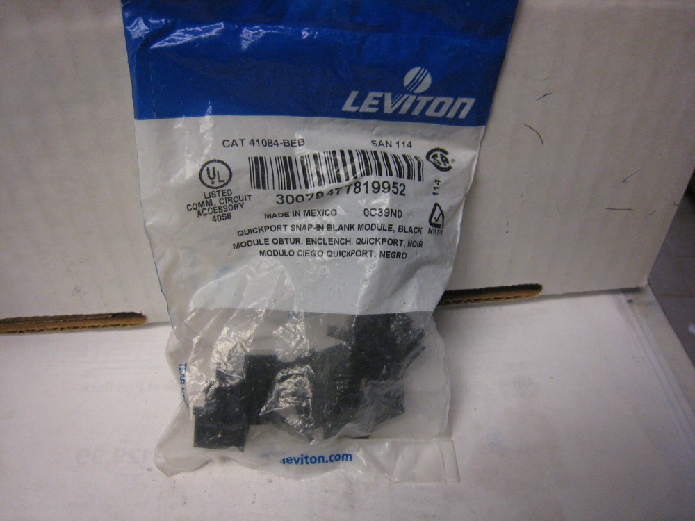 LEVITON 41084-BEB QUICKPORT SNAP-IN BLANK MODULE, BLACK (10 PACK)