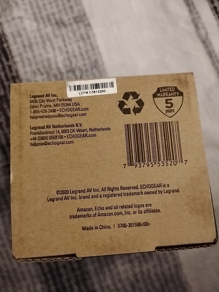 EchoGear Wall Mount for Echo Dot 4th Gen, Black, EGMA-EDM3-B2,NIB!