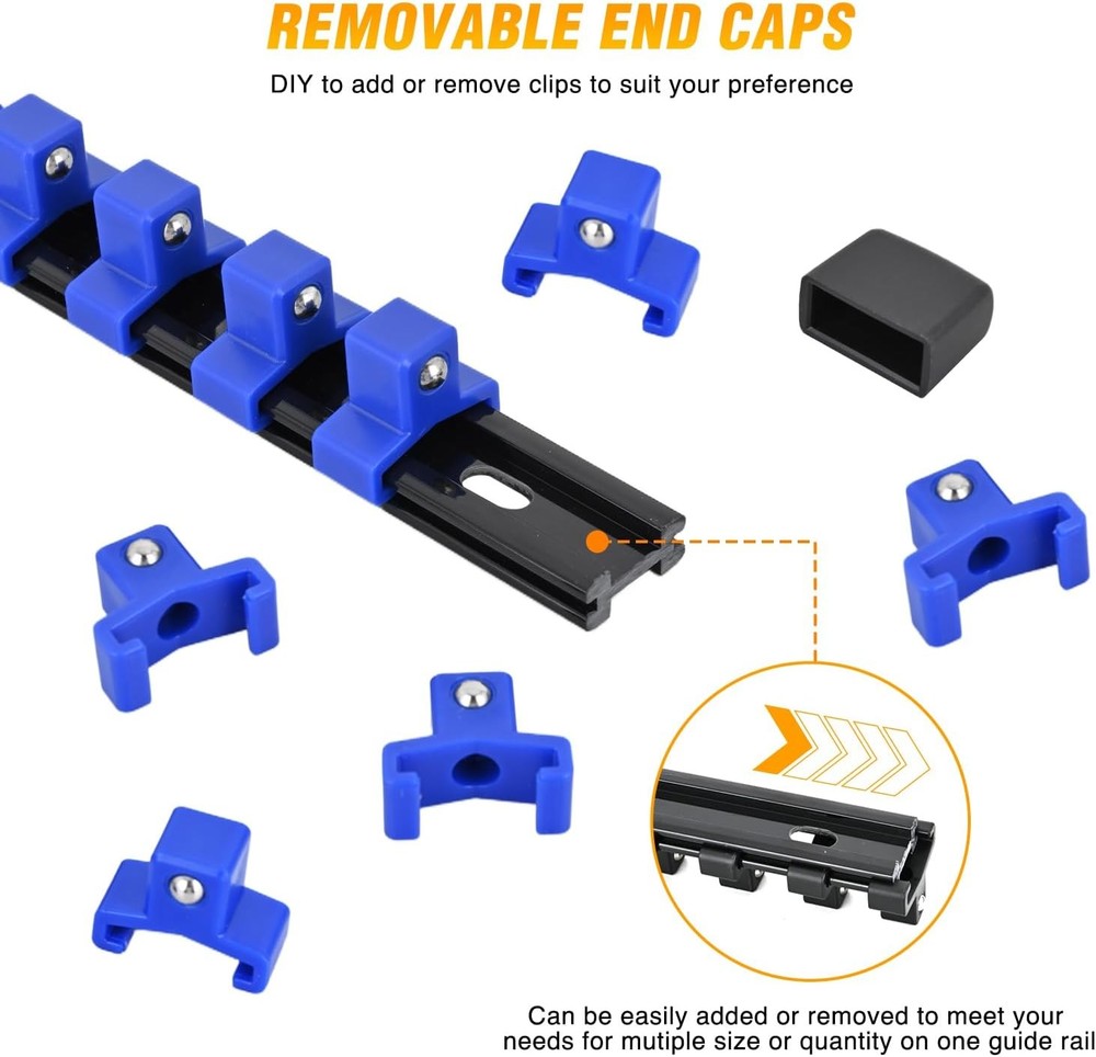Socket Organizer ABS Socket Holder Set 1/4" 3/8" 1/2" Drive Socket Rail Holders