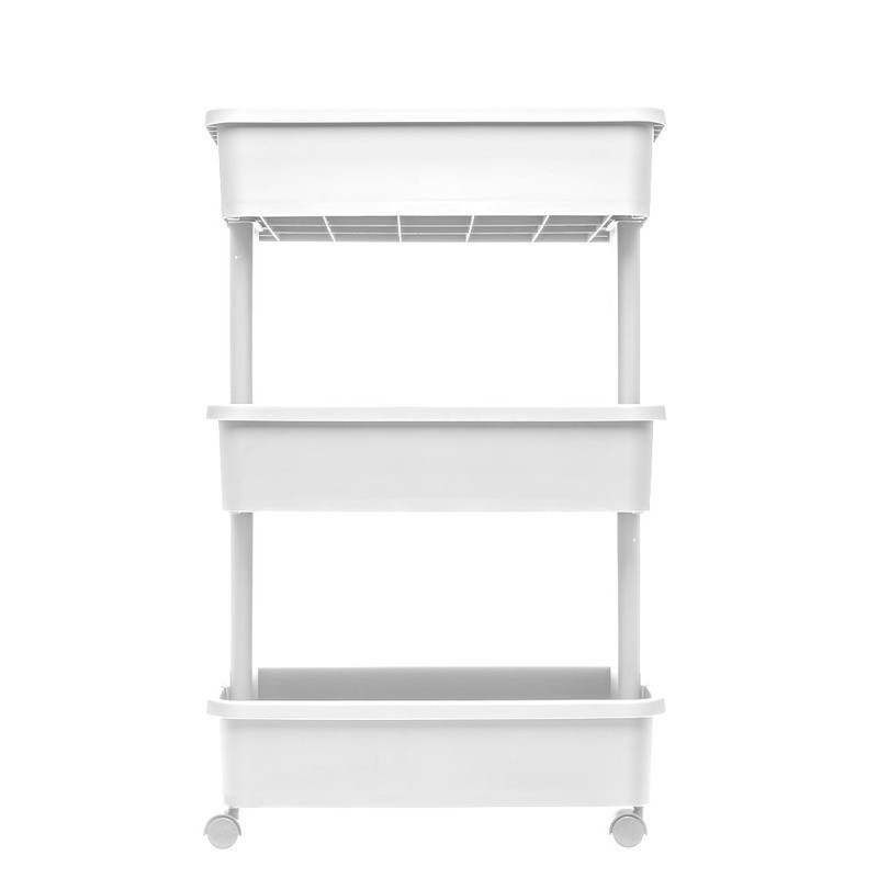 3 Tier Plastic Rolling Laundry Cart Multi Purpose Storage Organizer Mobile Caddy