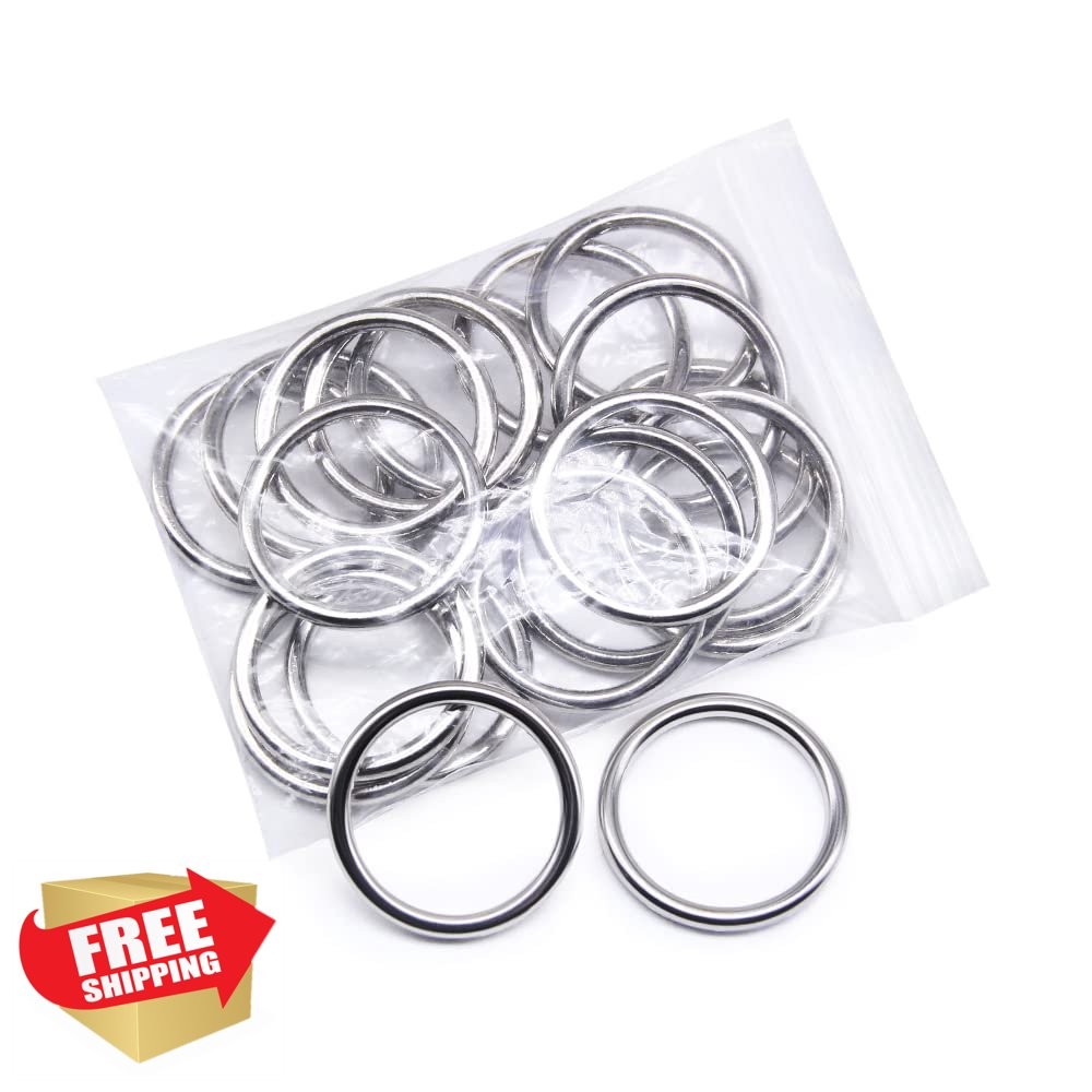 SEMINI 20pc Metal O Ring Buckles Welded Round Loop Craft Hardware
