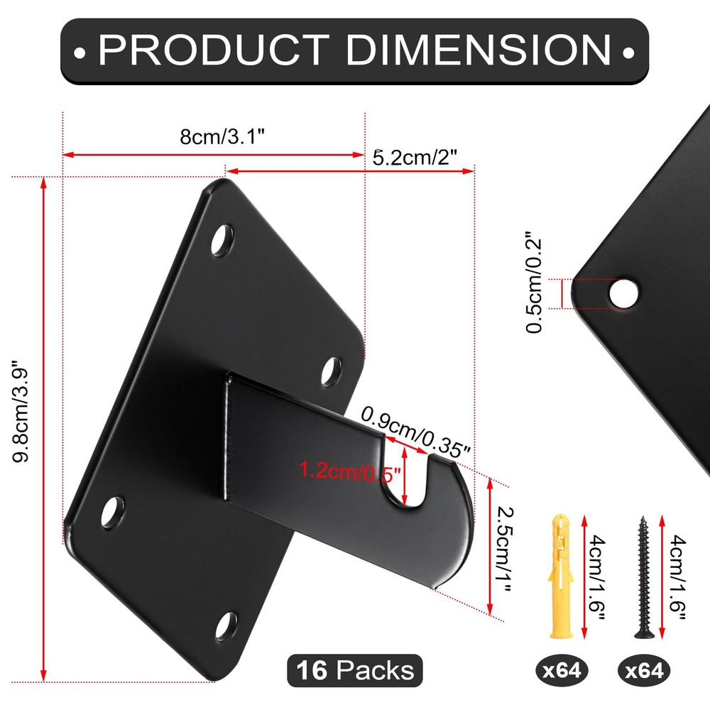 16 PCS Gridwall Mount Brackets, Metal Grid Panel Accessories, Wall Mounting B...