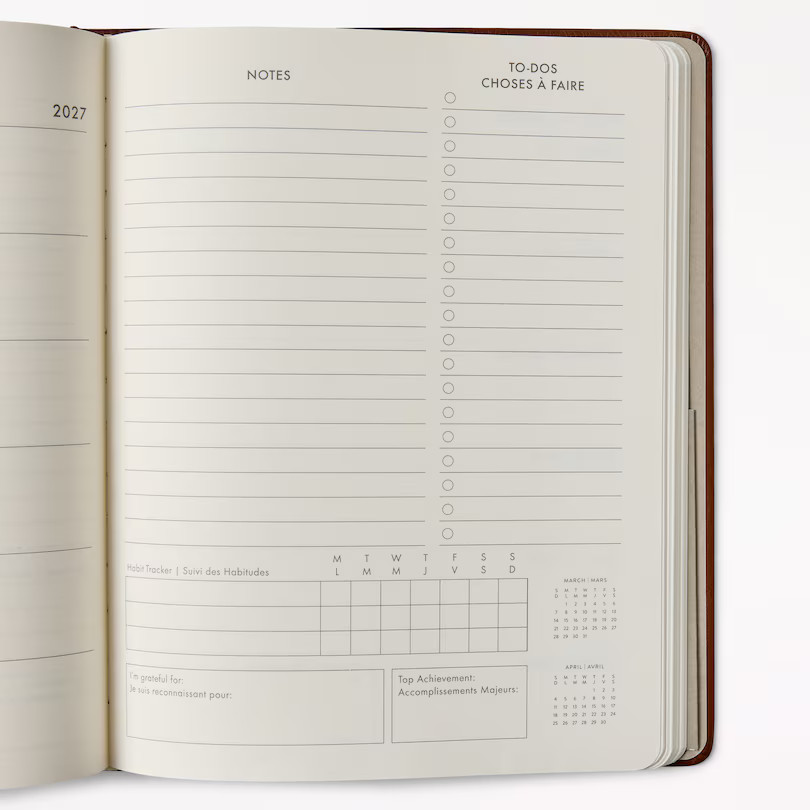 Eccolo Large PU Planner, 17 Month Cognac