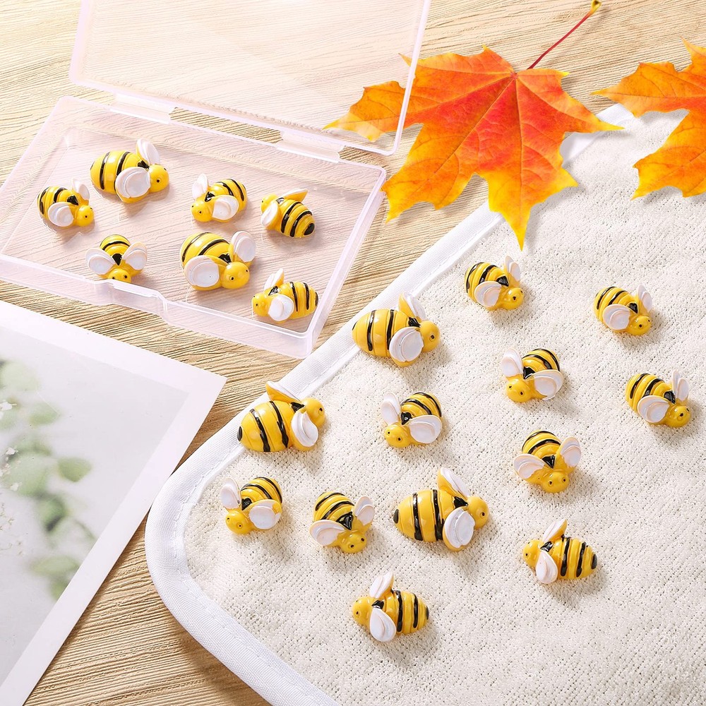 CCOZN 40 Pieces Tiny Resin Bees,Tiny Garden Bumblebees Embellishment...