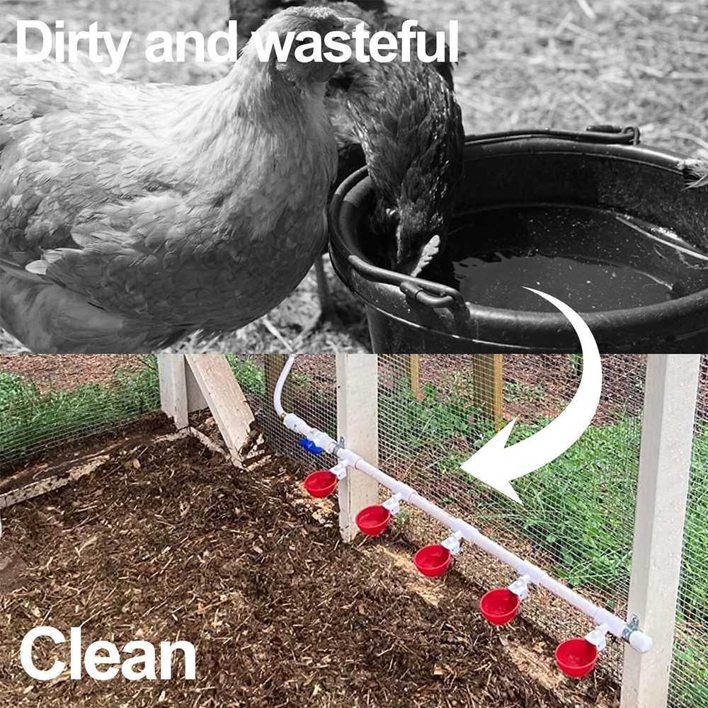 8 Pack Large Automatic Chicken Waterer Cups Poultry Feeder Cups for Chicken Duck