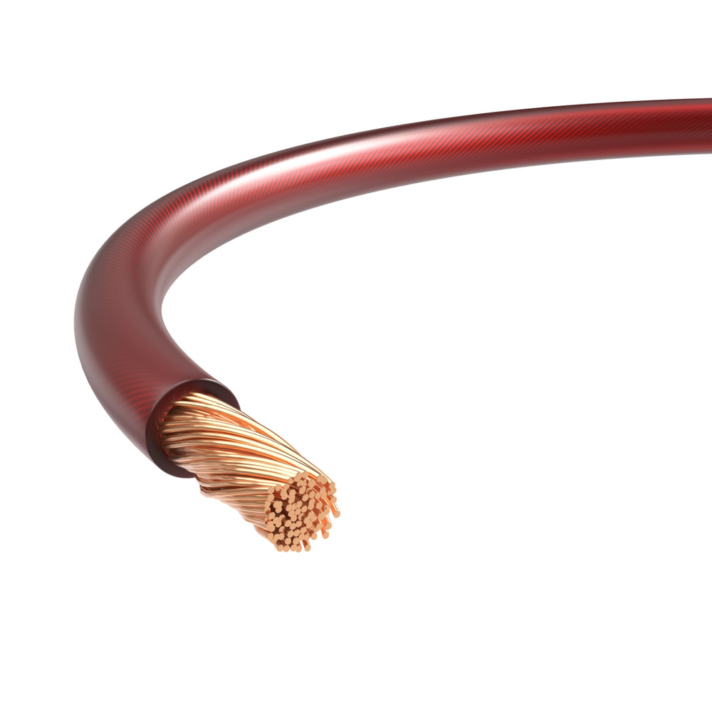 25FT - Translucent Primary Speaker/Auto/Power Cable 8AWG CCA Enhanced Wire Red