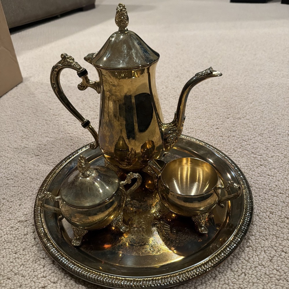 International Silver Company Brass Tea Set Serveware