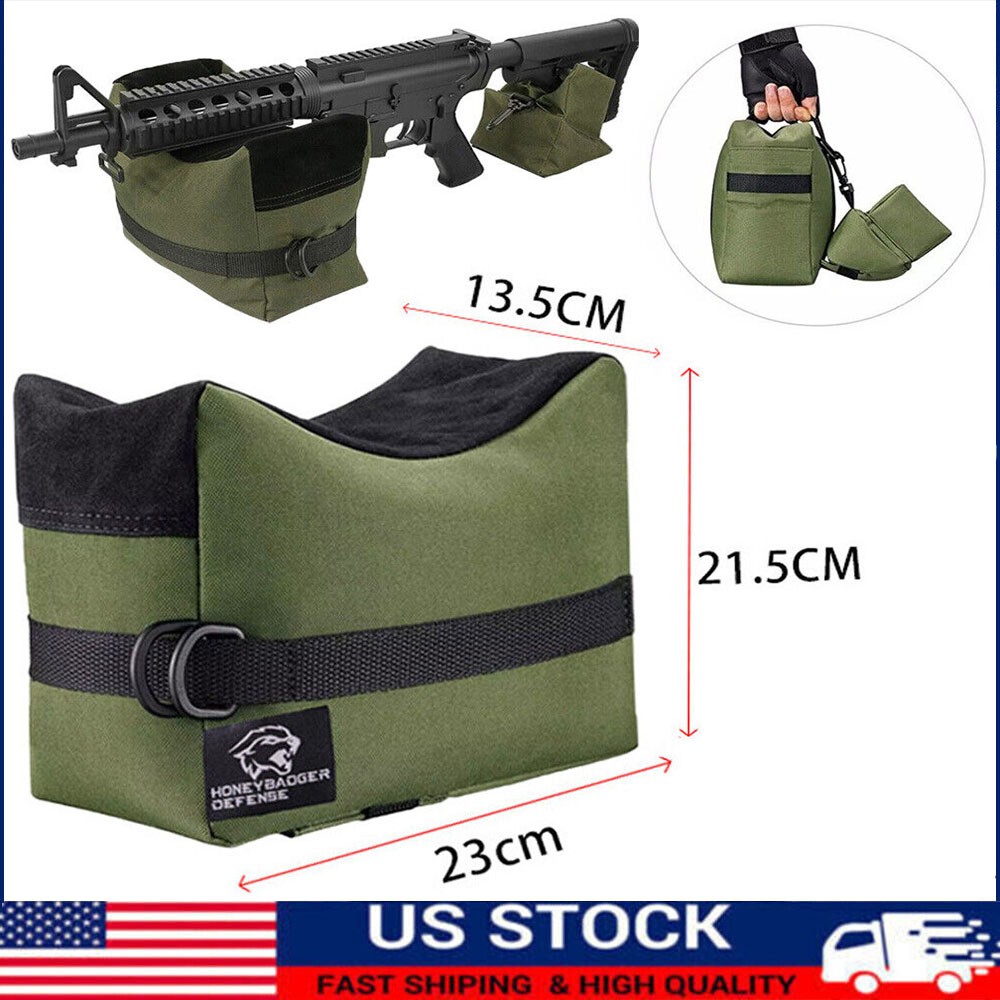 Shooting Range Sand Bag Set Rifle Gun Bench Rest Stand Front & Rear Bag Hunting