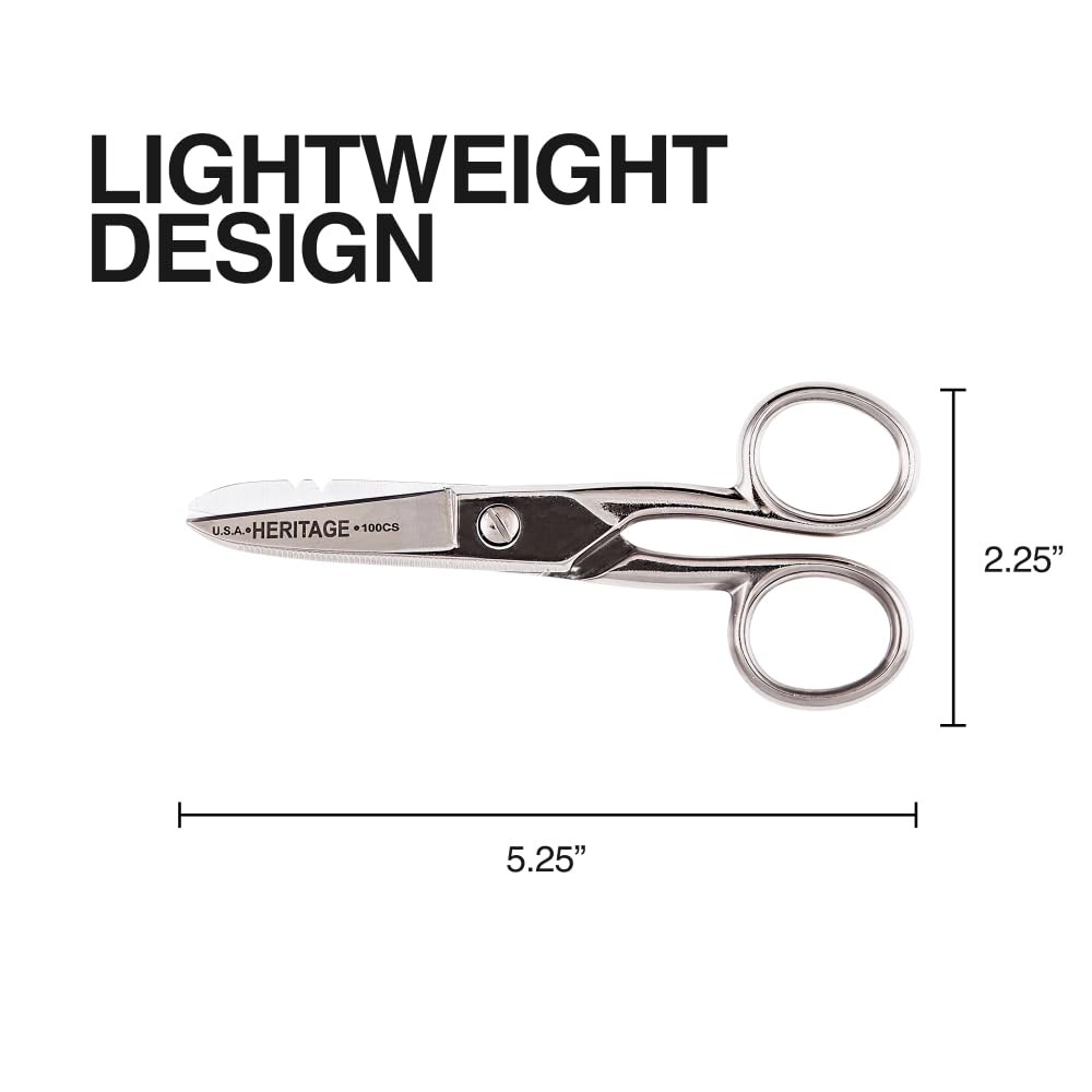 Klein Tools 100CS All-Purpose Precision Scissors, Made in USA, Nickel